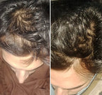 Before and after comparison of a person's hair styled in braids.
